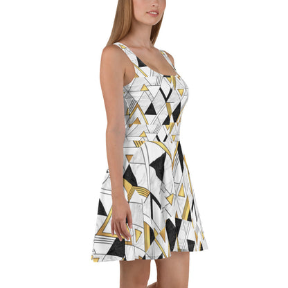 Dresses - Geometric Design Skater Dress