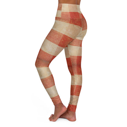All Over Prints - Retro Red Checkers High Waisted Yoga Leggings