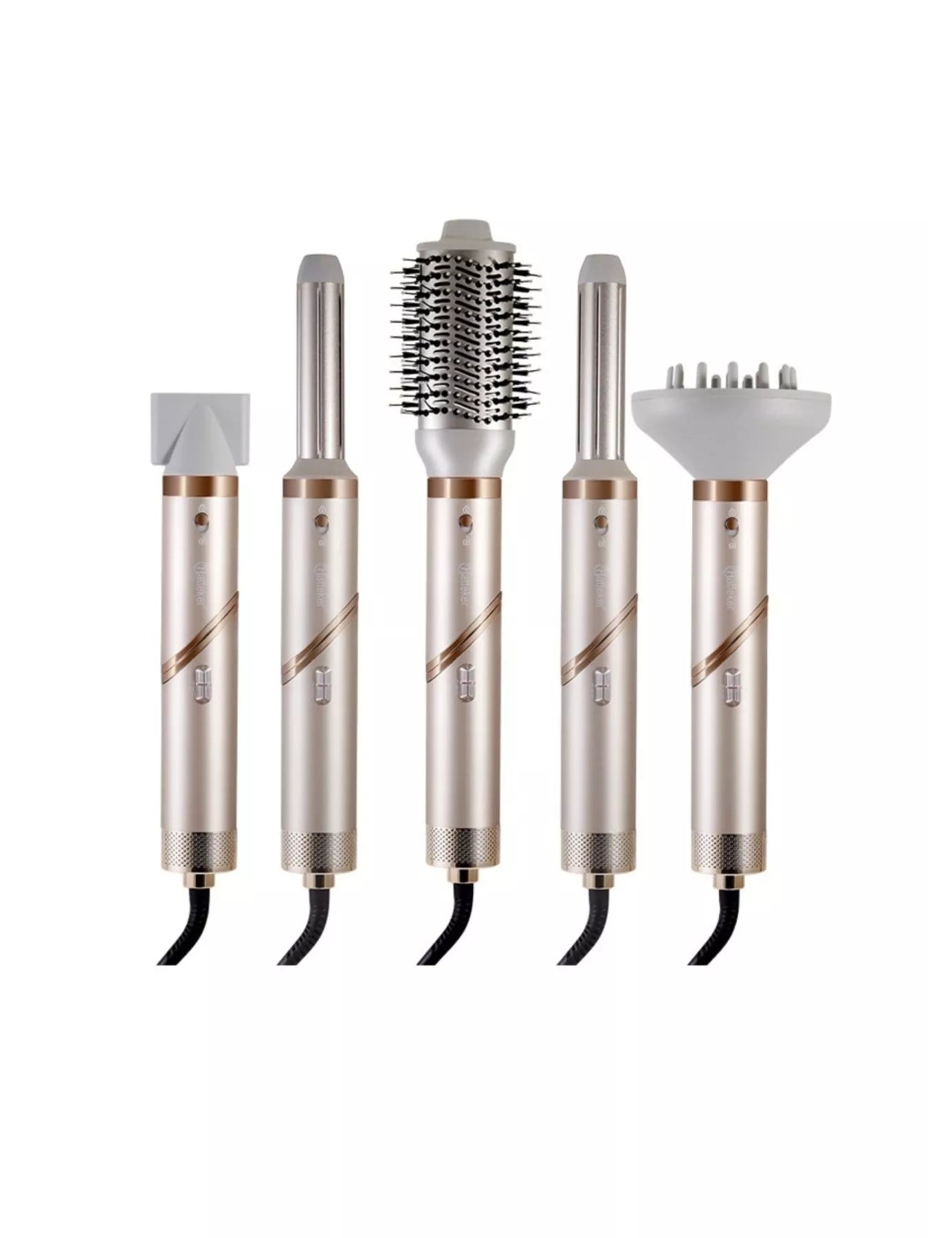 Champagne 3-in-1 folding hot air brush for hair styling