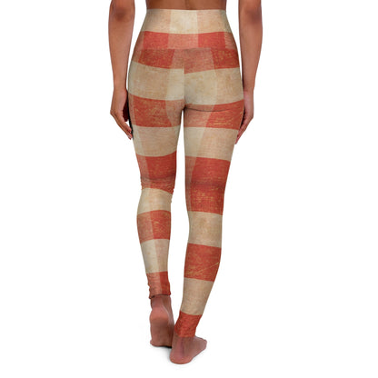 All Over Prints - Retro Red Checkers High Waisted Yoga Leggings
