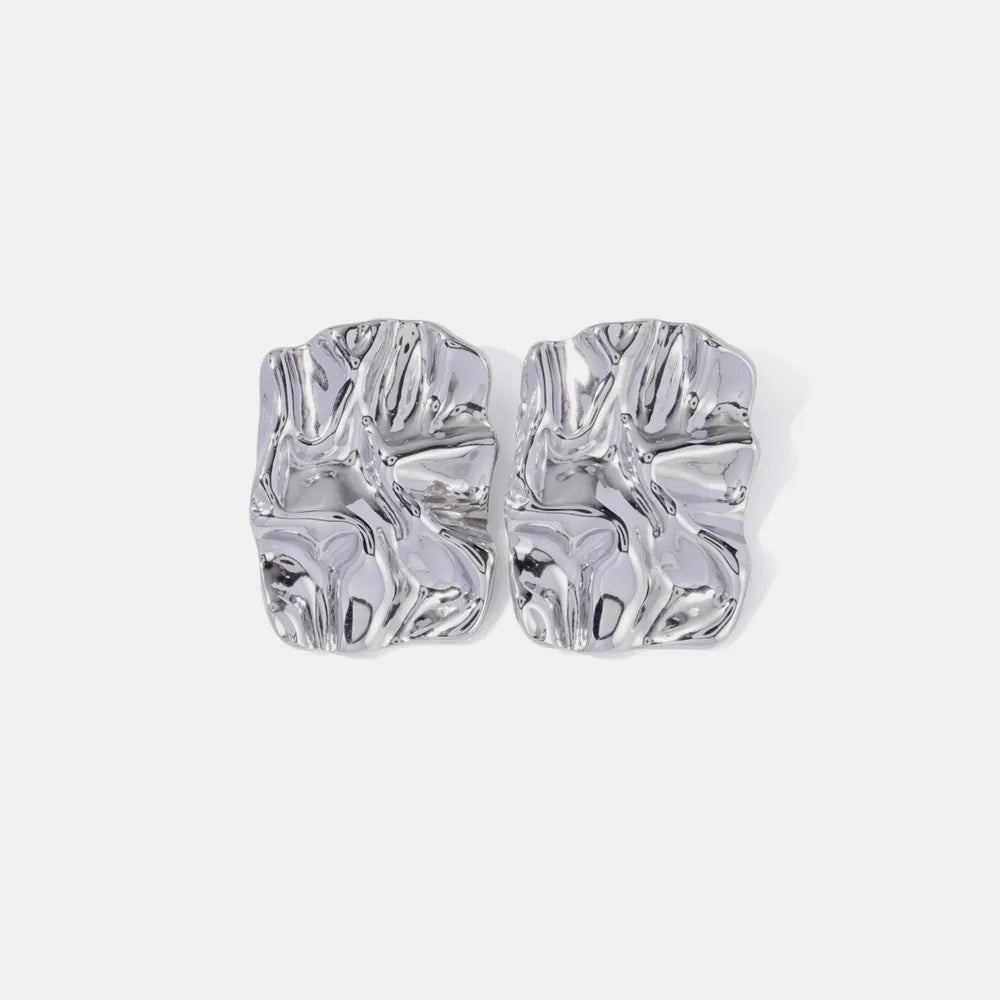 Minimalist silver square stud earrings for sensitive ears