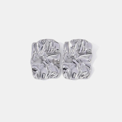 Minimalist silver square stud earrings for sensitive ears