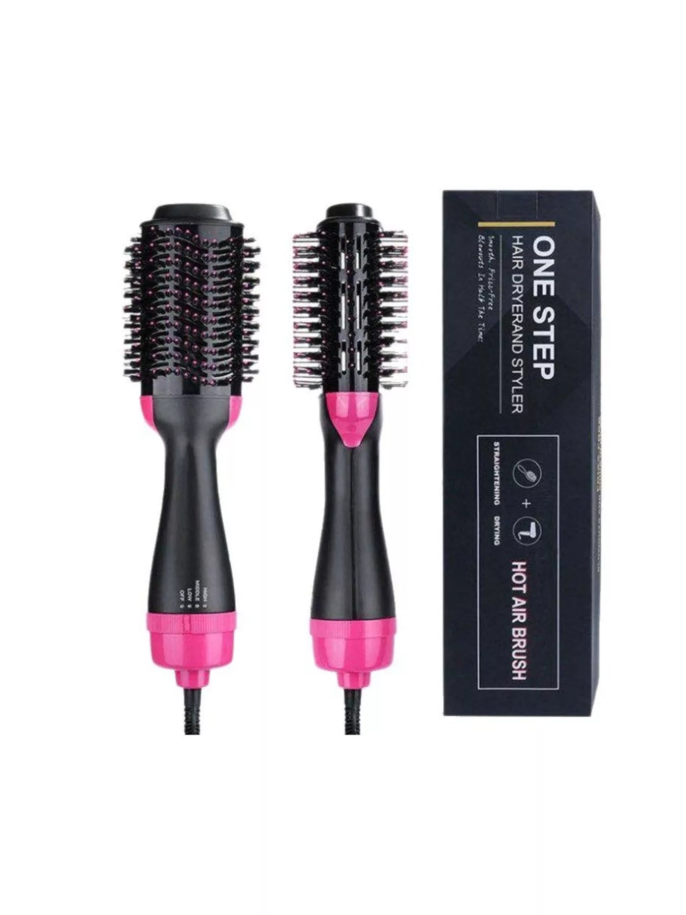 Hot Pink 2-in-1 Portable Hot Air Brush for hair volumizing