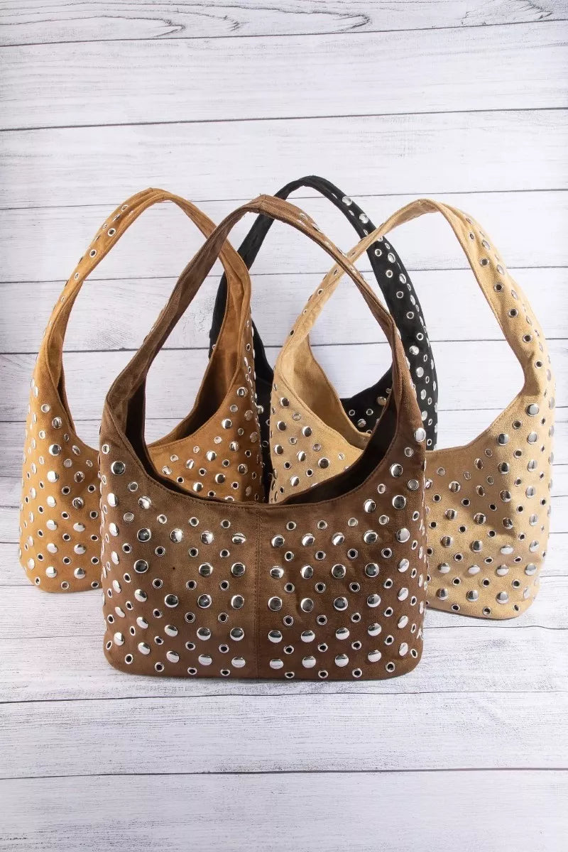 Edgy multi-rivet purse streetwear style
