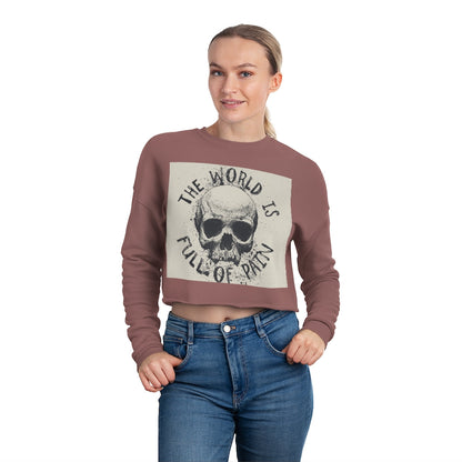 Sweatshirt - Women's Cropped Sweatshirt Goth Design