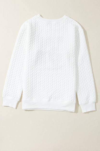 White Merry and Bright Quilted Sweatshirt