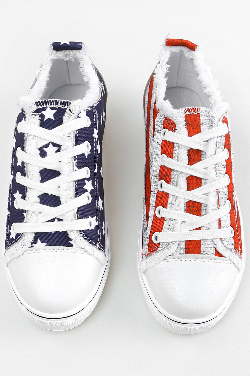 Red and Blue American Flag Print Lace Up Casual Canvas Sneaker