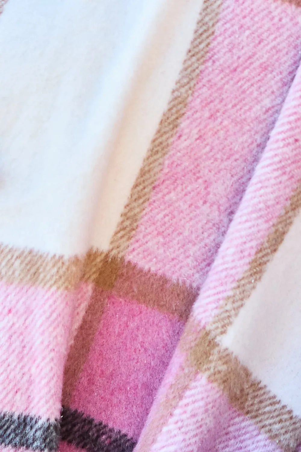 Close up of black and white plaid coat texture