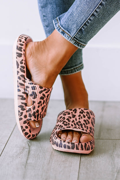 Leopard Cloud Slides Thick Flat Slides Shoes