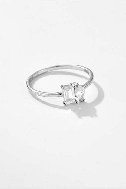 925 Sterling Silver Geometric Zircon Ring