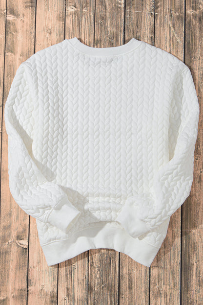 White Merry and Bright Quilted Sweatshirt