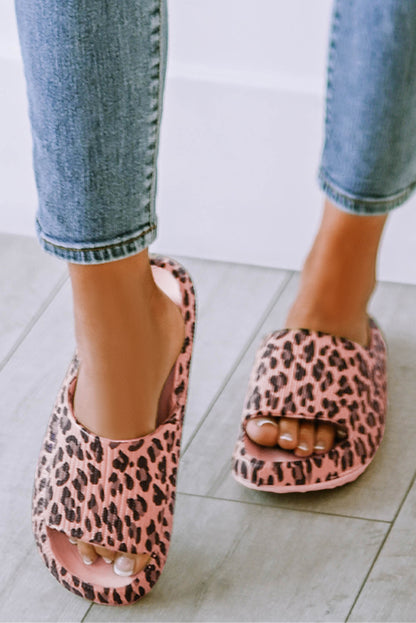 Leopard Cloud Slides Thick Flat Slides Shoes