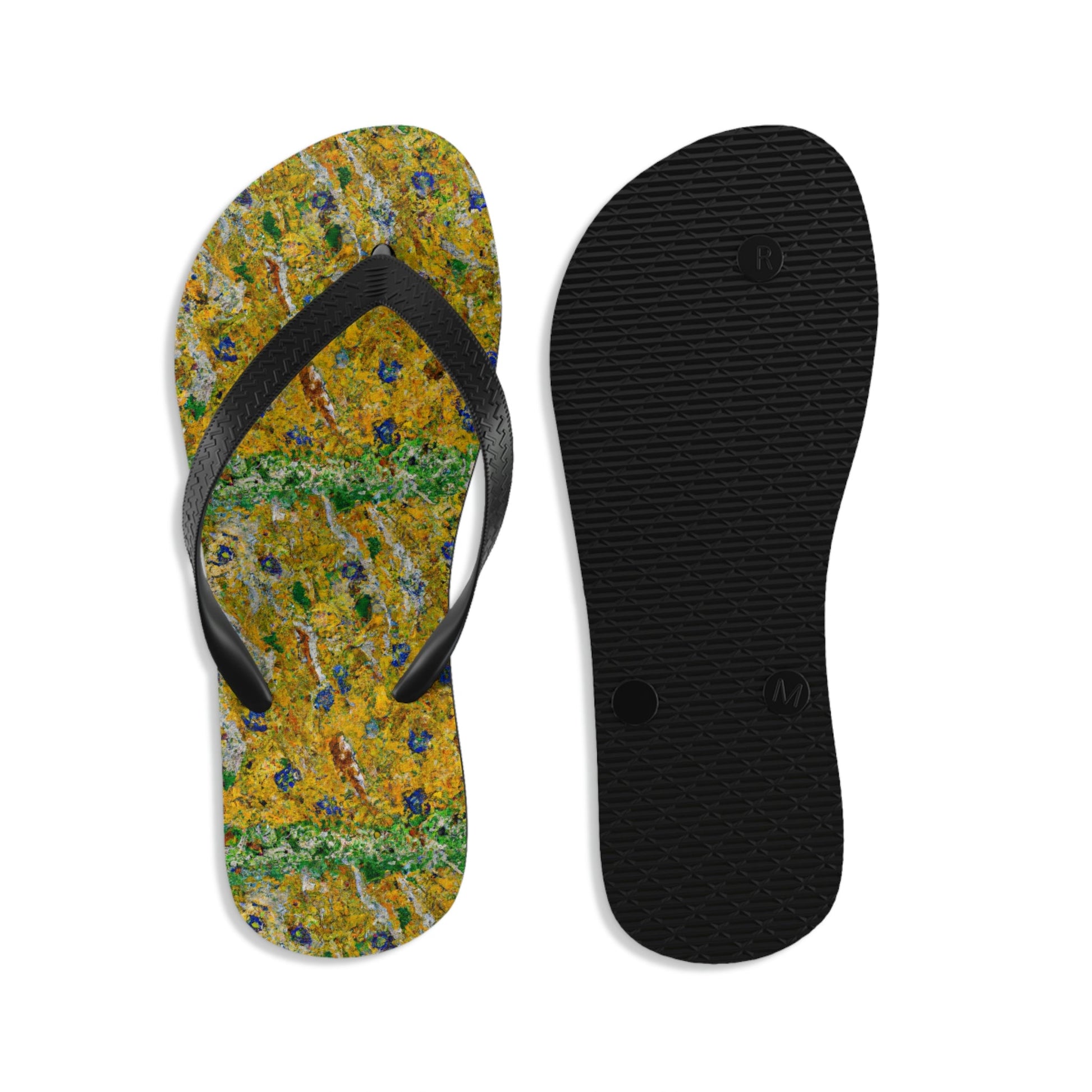 Shoes - Unisex Flip-Flops Summer Time Yellow Flower Oil Painting