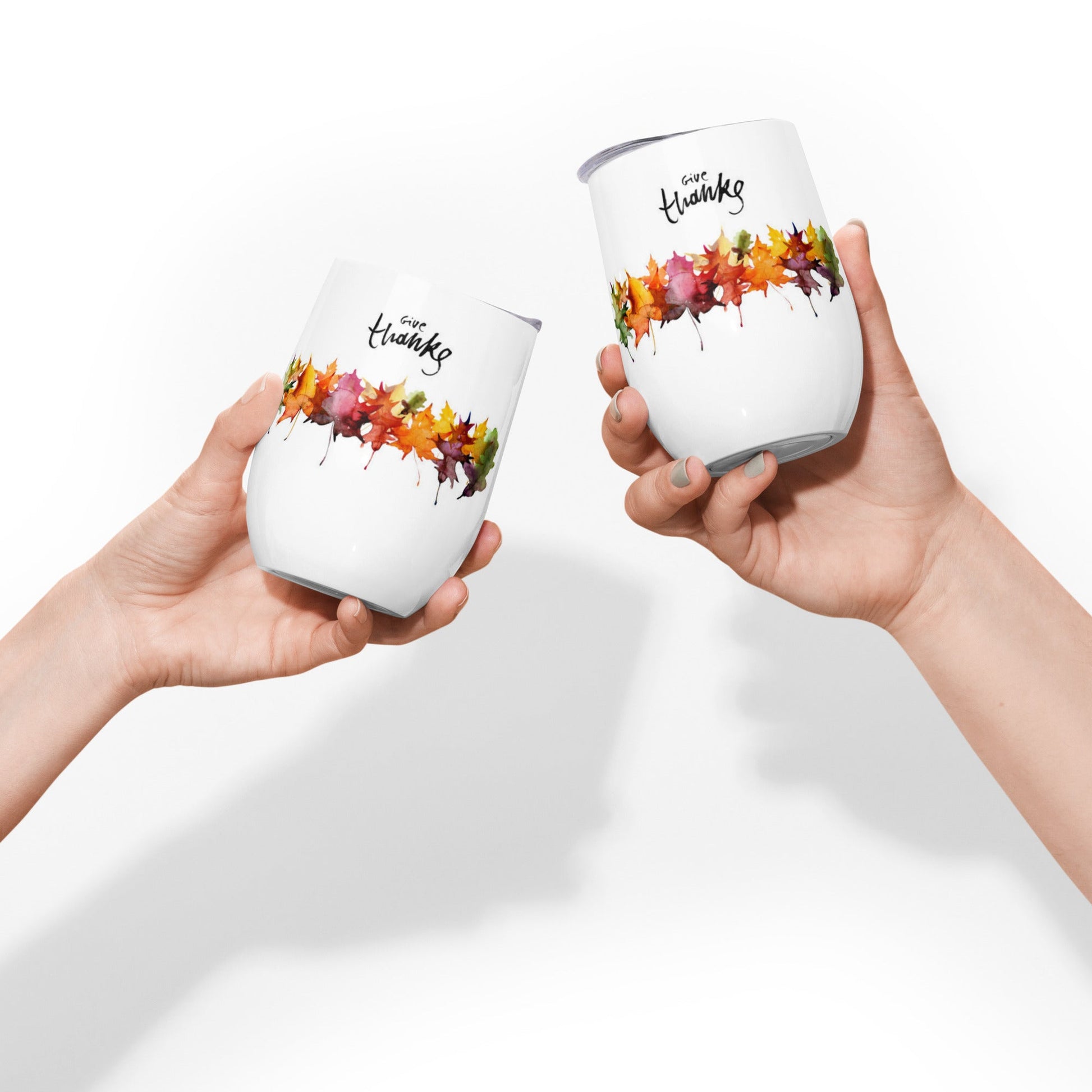 Tumblers - Give Thanks Wine Tumbler Happy Thanksgiving