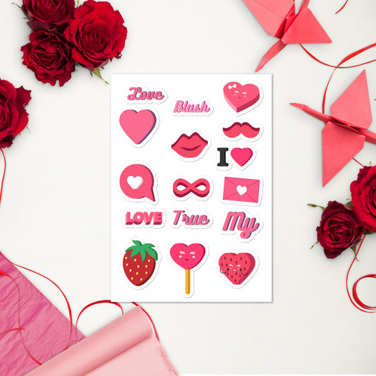 Decorative Stickers - Romantic Valentines Day Sticker Sheet  ''5 X ''8 Gift Giving And Decoration