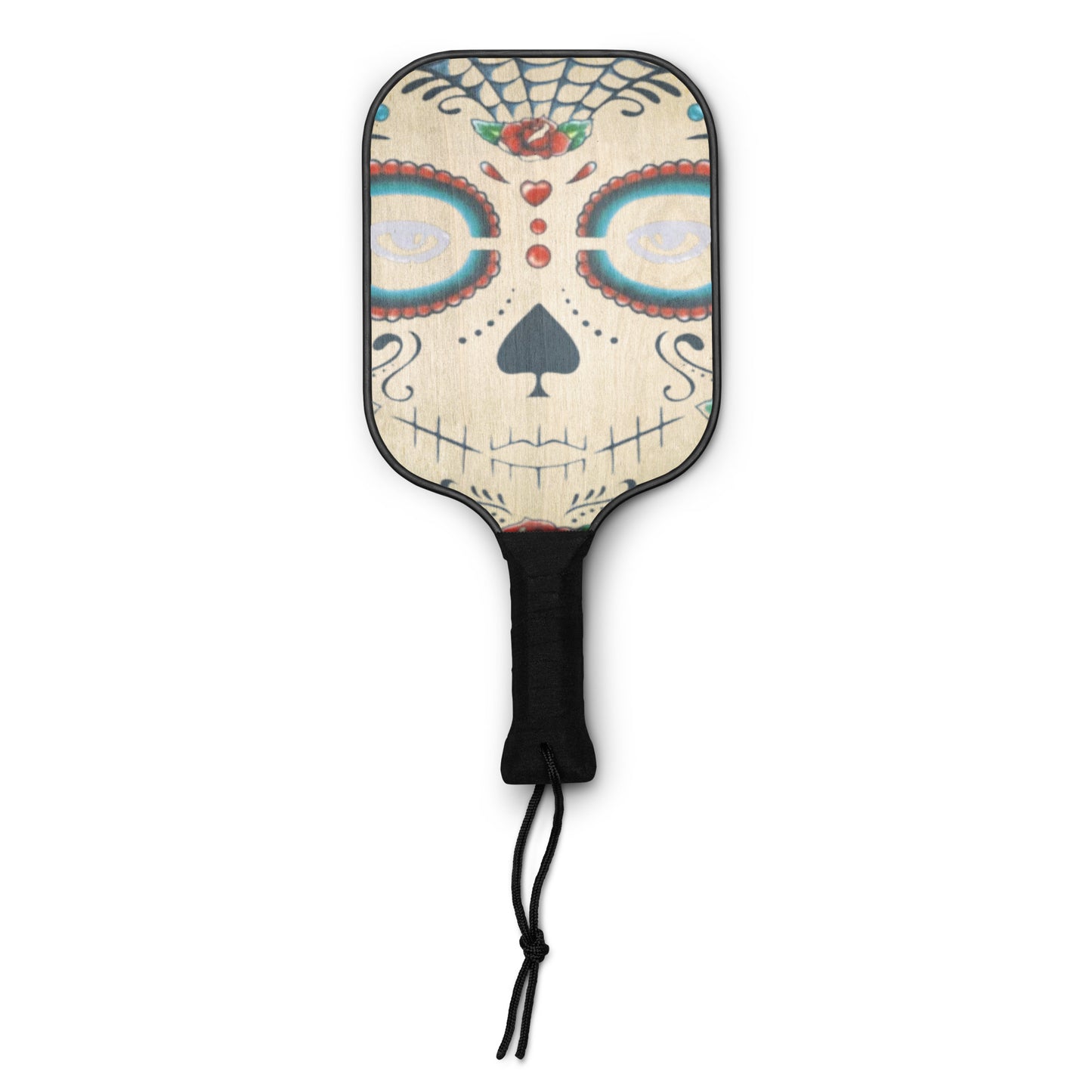 Dia De Los Muertos sugar skull design wooden pickleball paddle