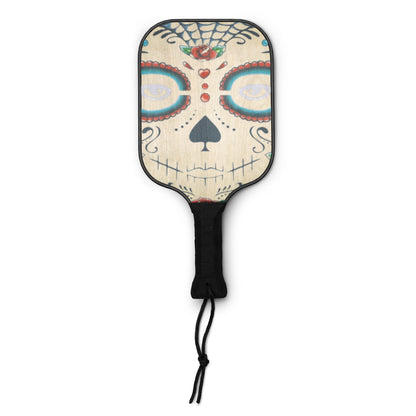 Dia De Los Muertos sugar skull design wooden pickleball paddle