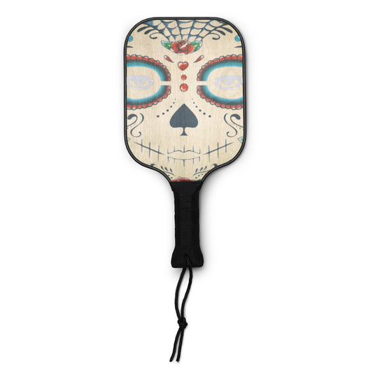Dia De Los Muertos sugar skull design wooden pickleball paddle