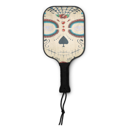 Dia De Los Muertos sugar skull design wooden pickleball paddle