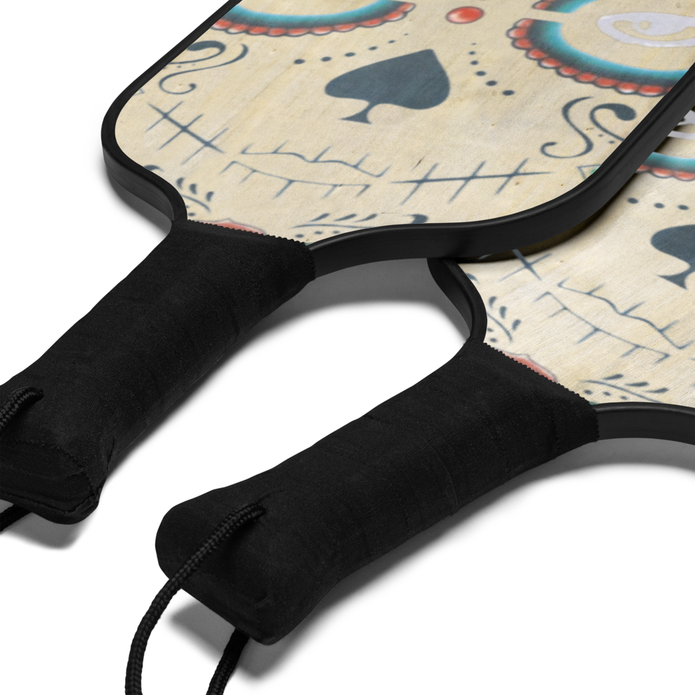 Dia De Los Muertos Pickleball Paddle Set – 2 Wood Paddles, 2 Balls & Bag
