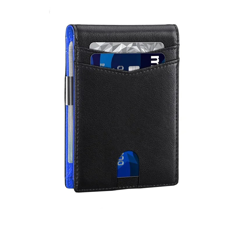 Minimalist men's RFID blocking multi-functional ultra-thin 12-card wallet, front pocket bi-fold solid color portable card holder