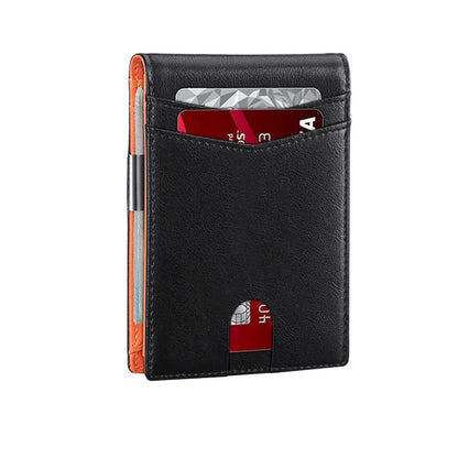 Minimalist men's RFID blocking multi-functional ultra-thin 12-card wallet, front pocket bi-fold solid color portable card holder