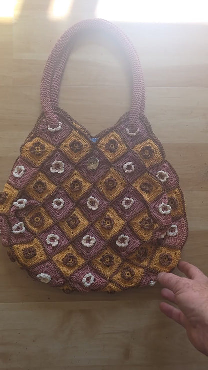 Handcrafted Crochet Tote Bag - Multicolor