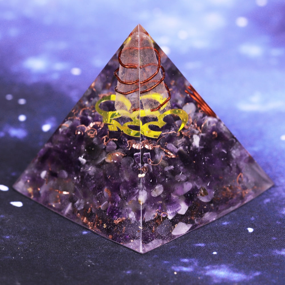 Amethyst Yoga Energy Ornaments Pyramid Resin Craft Meditation Healing Generator Jewelry-Shalav5