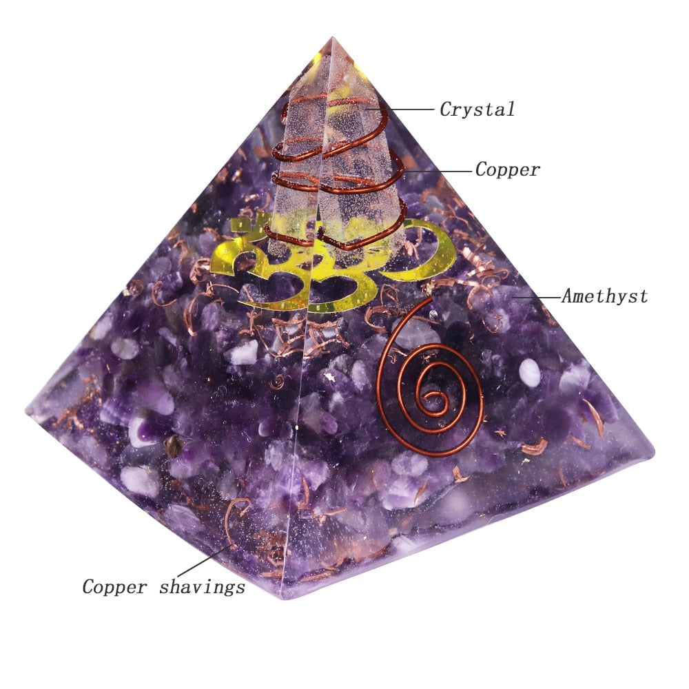Amethyst Yoga Energy Ornaments Pyramid Resin Craft Meditation Healing Generator Jewelry-Shalav5