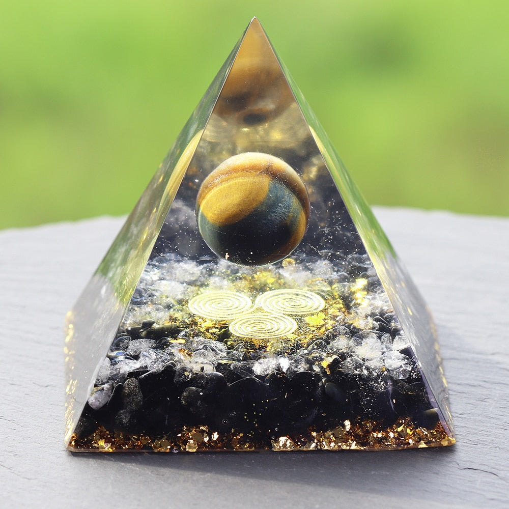 Orgone Energy Converter Orgonite Pyramid Obsidian Soothe The Soul Stone That Change The Magnetic Field Of Life Resin Jewelry-Shalav5