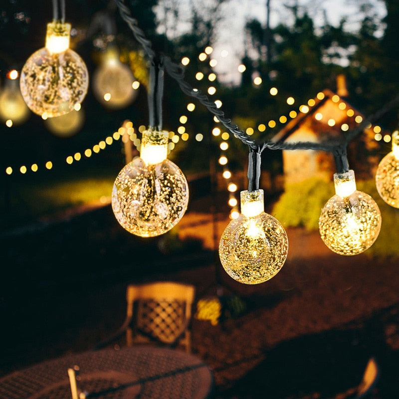 LEDS Crystal Ball - Outdoor Solar Lamp Power LEDS Crystal Ball LED String Fairy Lights Solar Garden Christmas Décor