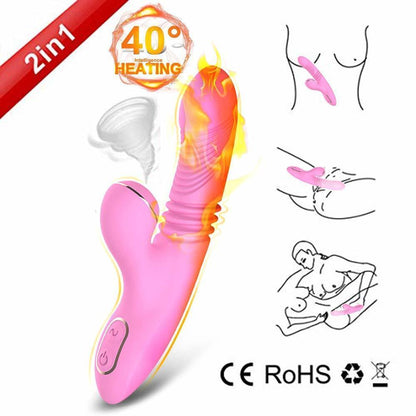 G Spot Dildo - Thrusting Vibrator Clitoris Stimulator Magic Wand Nipple Sucking Vibrator