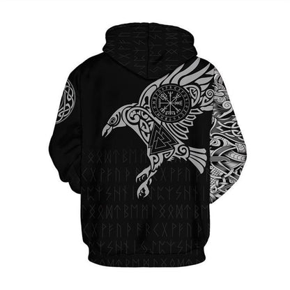 Hoodie - Viking The Raven Tattoo 3D Printed Hoodies Retro Fashion Hooded Sweatshirt