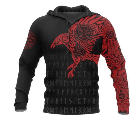 Viking The Raven Tattoo 3D Printed Hoodies Retro Fashion Hooded Sweatshirt