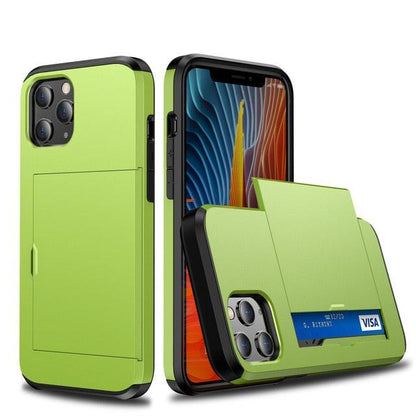 Armor Slide Card Case For iPhone 7 to 12 Wallet Slide Cover-Shalav5