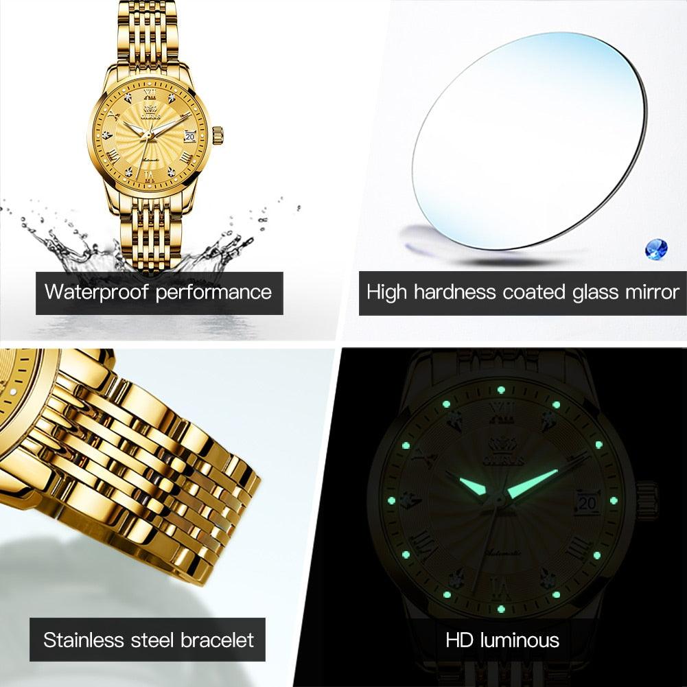 Automatic Watch - Gold Automatic Watch Luxury Waterproof Mechanical