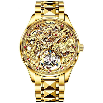 Luxury Men Mechanical Watches Gold Tourbillon Watch Sapphire Waterproof Skeleton-Shalav5
