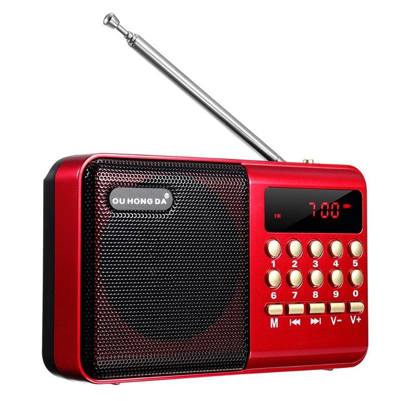 MP3 Player Speaker - Mini Portable Radio Handheld Digital FM USB TF MP3 Player Speaker Rechargeable