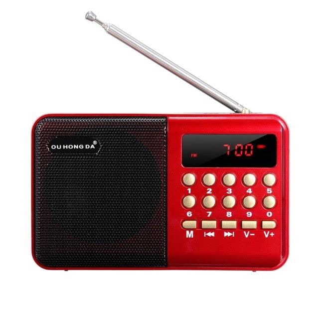 MP3 Player Speaker - Mini Portable Radio Handheld Digital FM USB TF MP3 Player Speaker Rechargeable