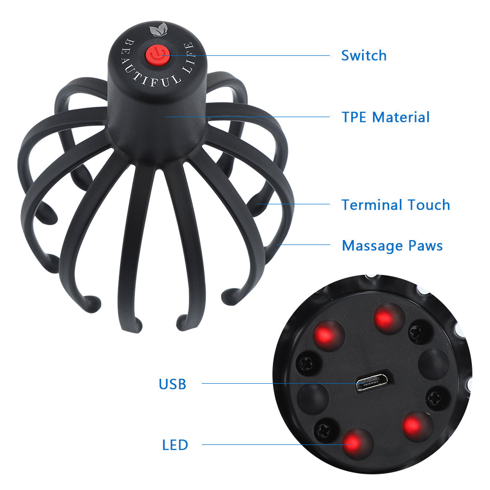 Electric Octopus Claw Scalp Massager Stress Relief Therapeutic Head Scratcher-Shalav5