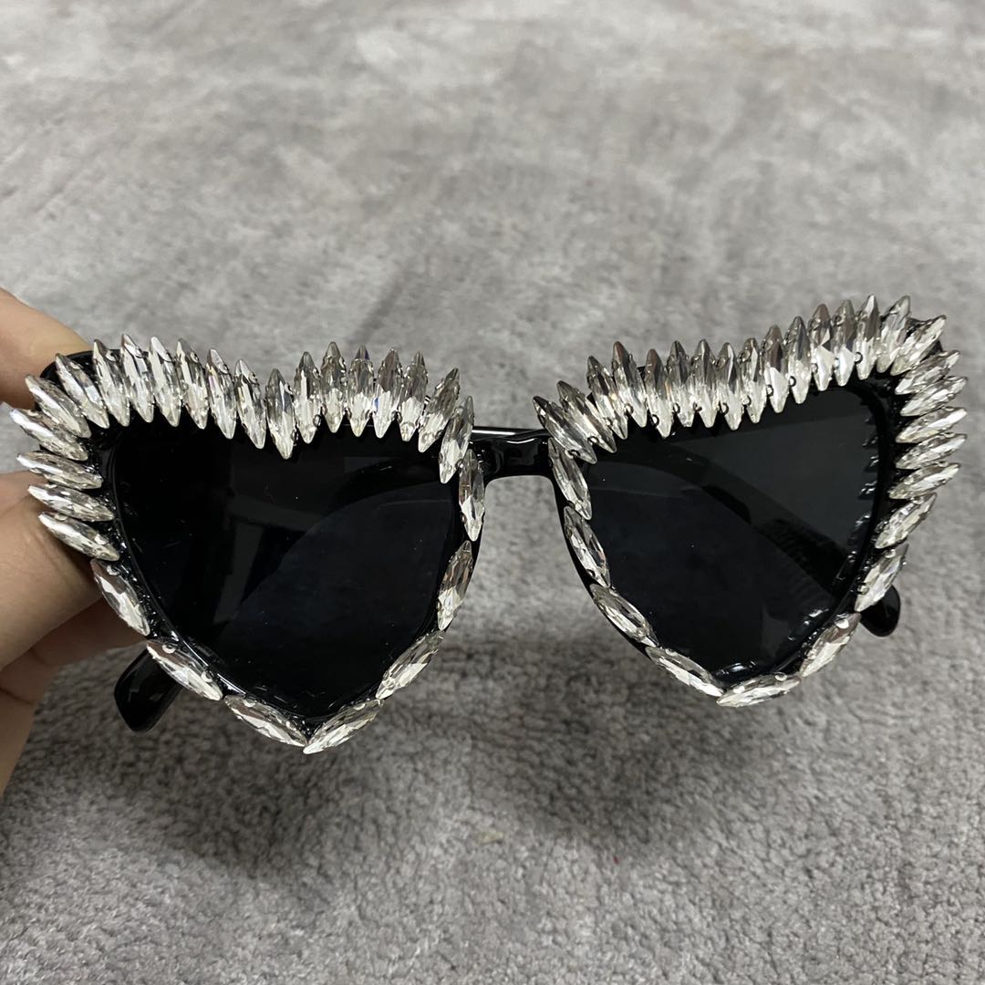 Luxury Diamond Sunglasses Sexy Cat eye Triangle Sun Glasses Handmade-Shalav5