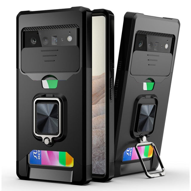 Google Pixel 6 Pro Case - Google Pixel 6 Pro Case With Card Holder Kickstand Heavy Duty