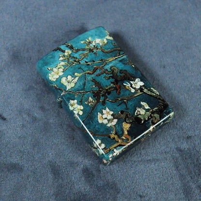 Lighters & Matches - The Classic Van Gogh Design Almond Flowers Green Color High Glossy Zippo Lighter