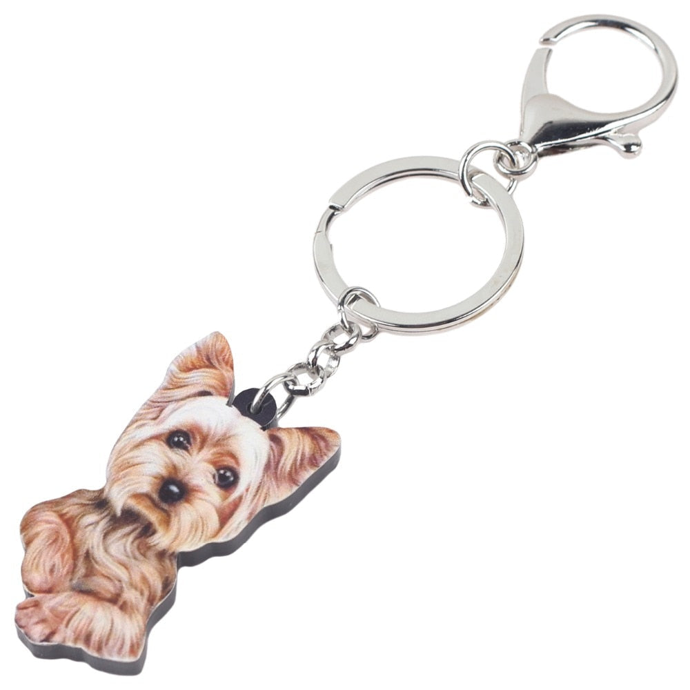 Acrylic Cartoon Cute Yorkshire Terrier Dog Key Chains-Shalav5